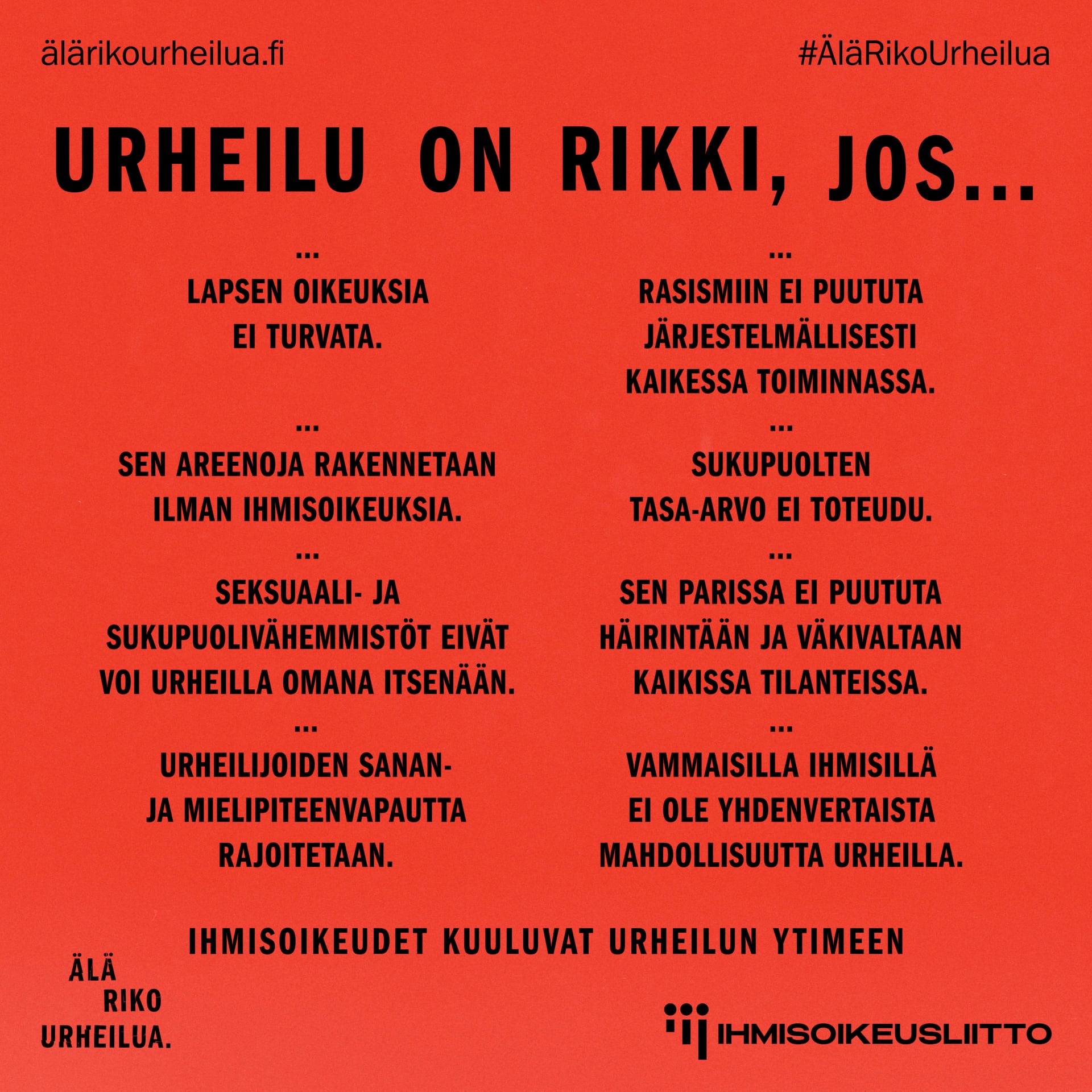 Älä riko urheilua